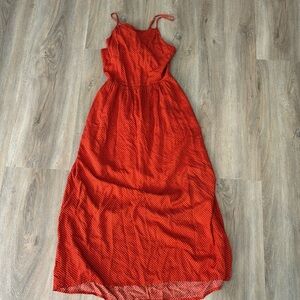 ADELINE RED POLKA DOT MIDI DRESS